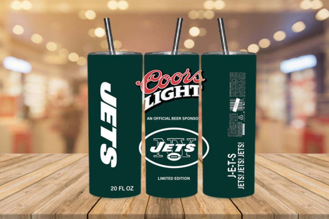 20oz slim tumbler design Coors light Jets Etsy
