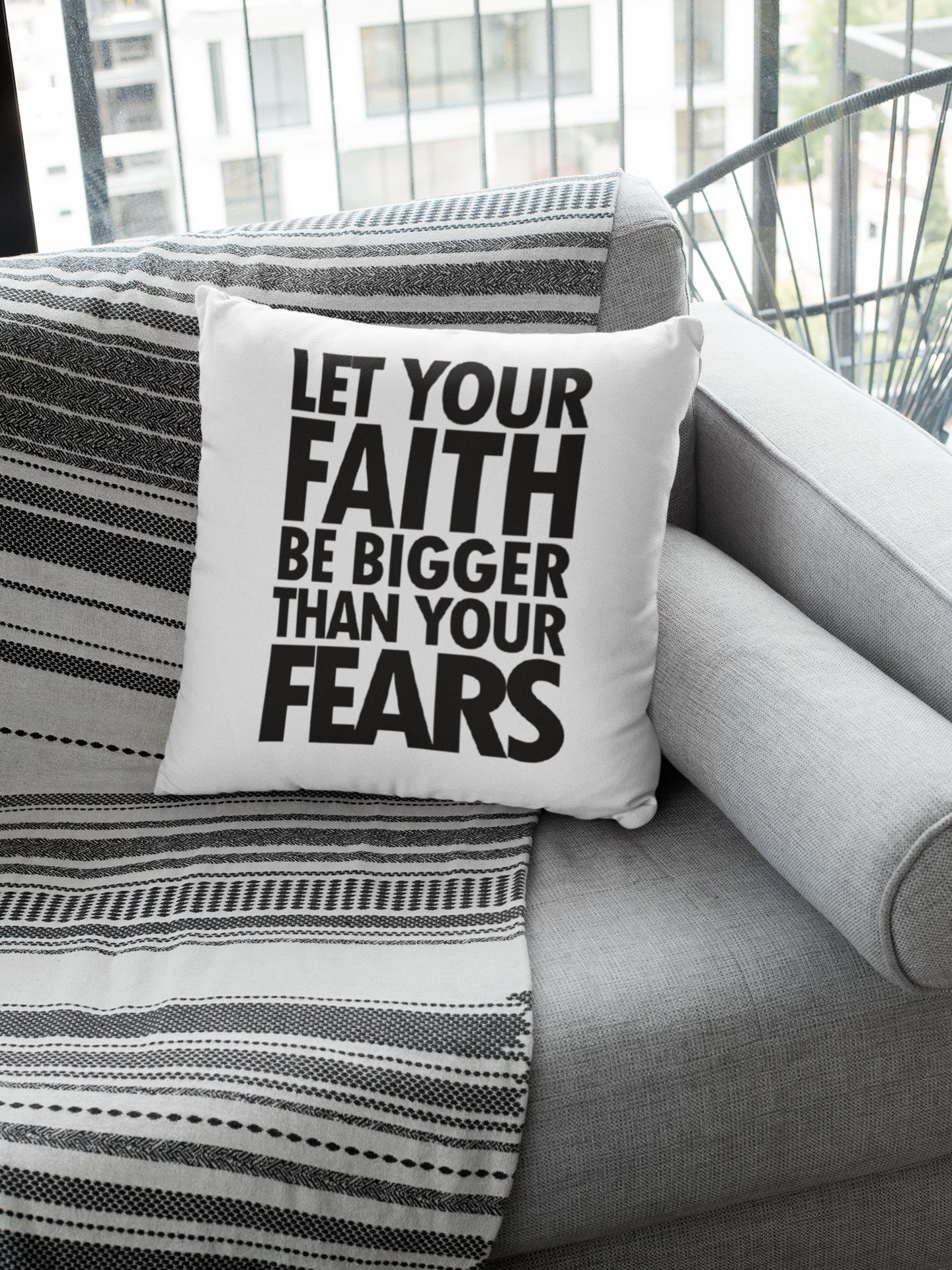 Inspirational throw pillow Let your faith2... Etsy