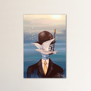 The Blue Man Printable Wall ART, Digital Pastel, Charcoal, Surrealist style Wall Décor, Instant Download Painting, Symbolism