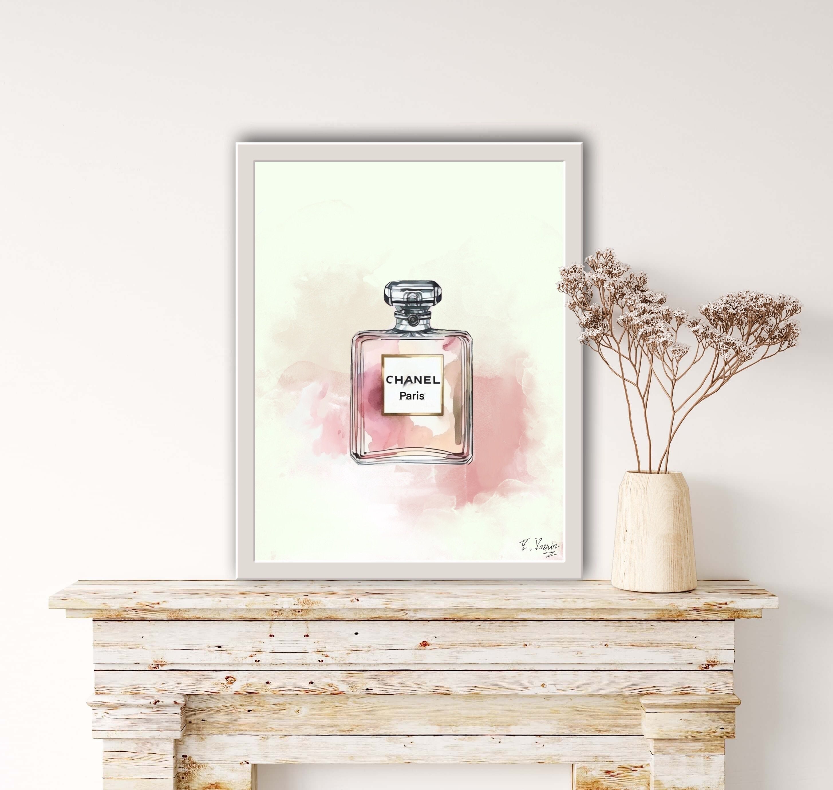 Coco Chanel Perfume Bottle Art Watercolor Painting