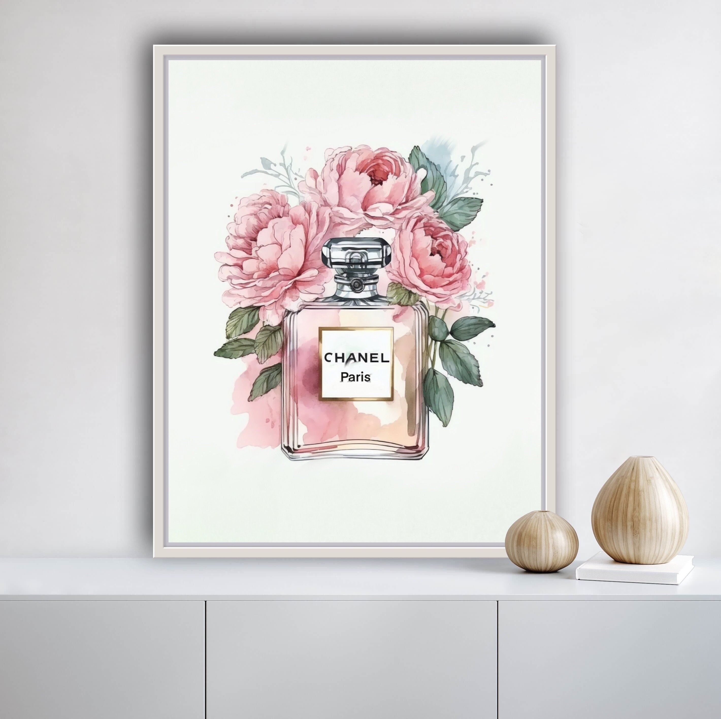 Watercolor Pink Flowers, Chanel No 5, Coco, Perfume, Chanel No 5 Perfume,  Fashion, Canvas, Haute Couture transparent background PNG clipart