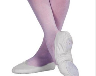 Capezio CG2002 Women's 4M Fits Child's 1.5) White Leather Split Sole Ballet Shoe