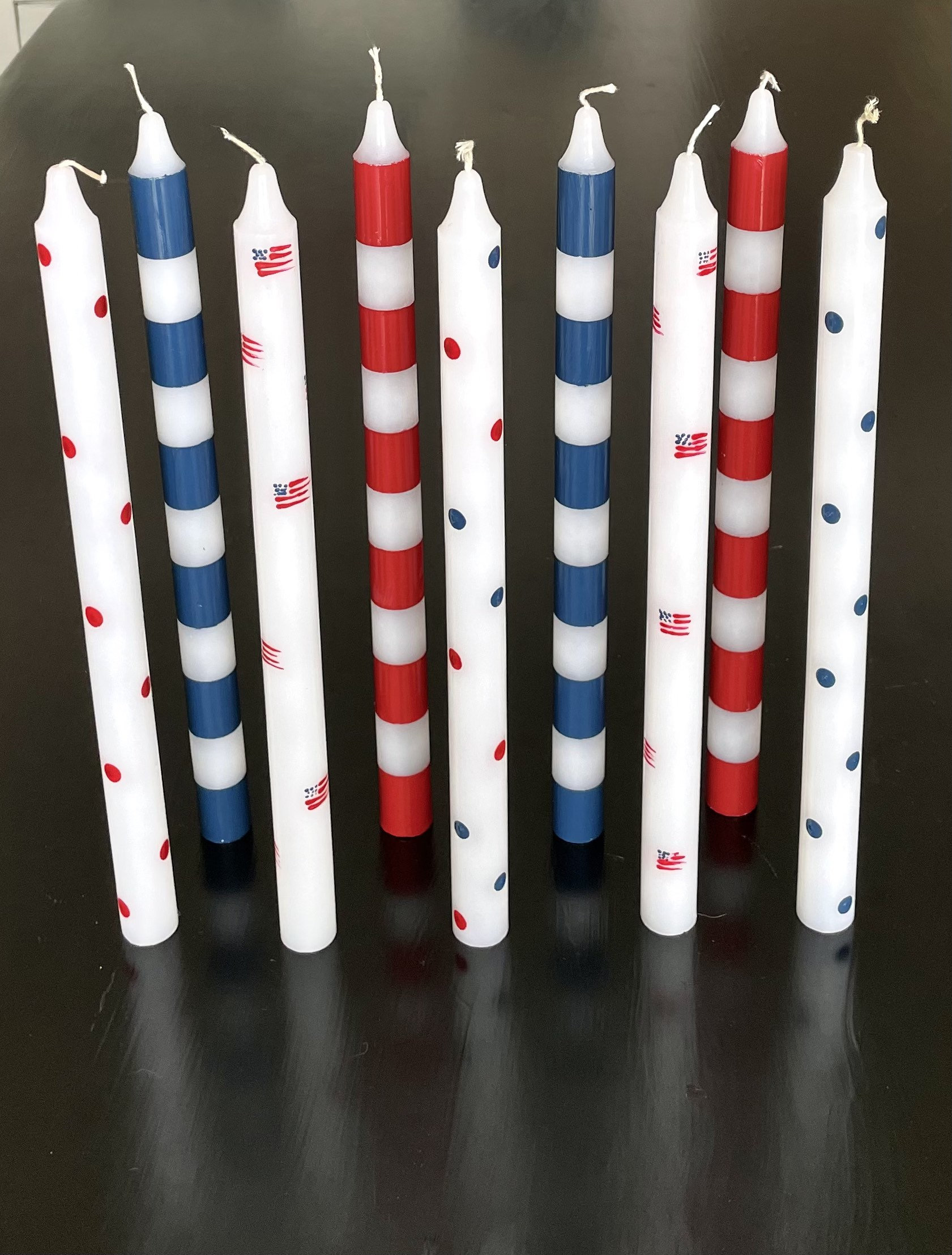 Striped Taper Candles Red White and Blue Taper Candles Pair Etsy Sweden