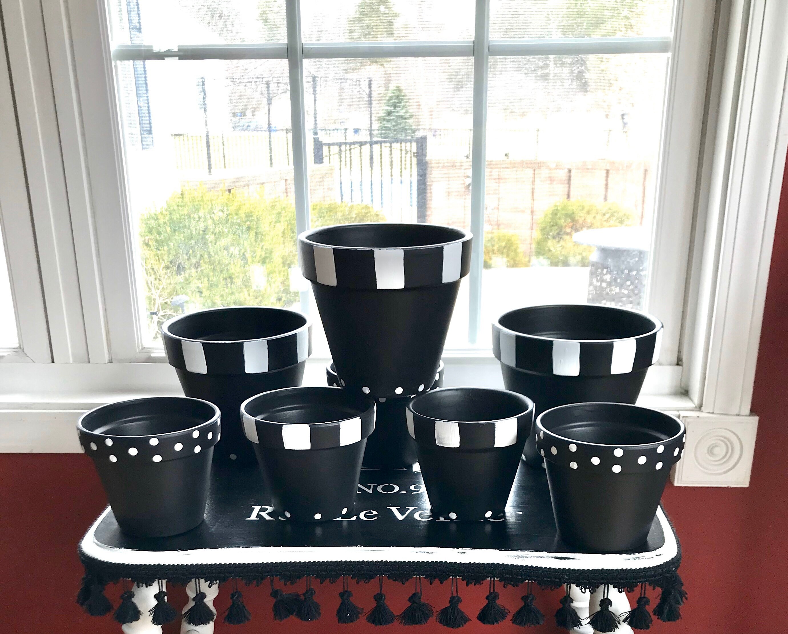 Black and White Garden Pots Mix and Match Sizes and Patterns Etsy