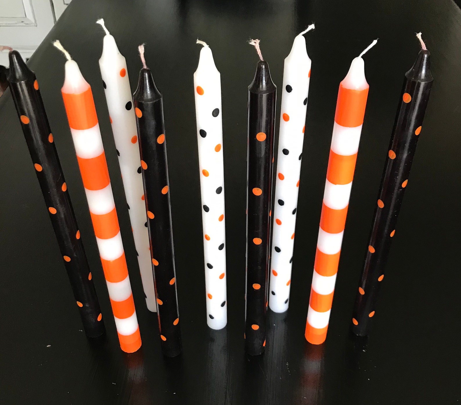 Halloween Candles set of 2 tapers in fun Halloween polka dots Etsy