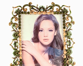 Ciel Collectables Tanya Picture Frame, Hand Painted Enamel, Hand Set Swarovski Crystal with Metal Back, Holds 5 5 , 5 x 7 Pictures