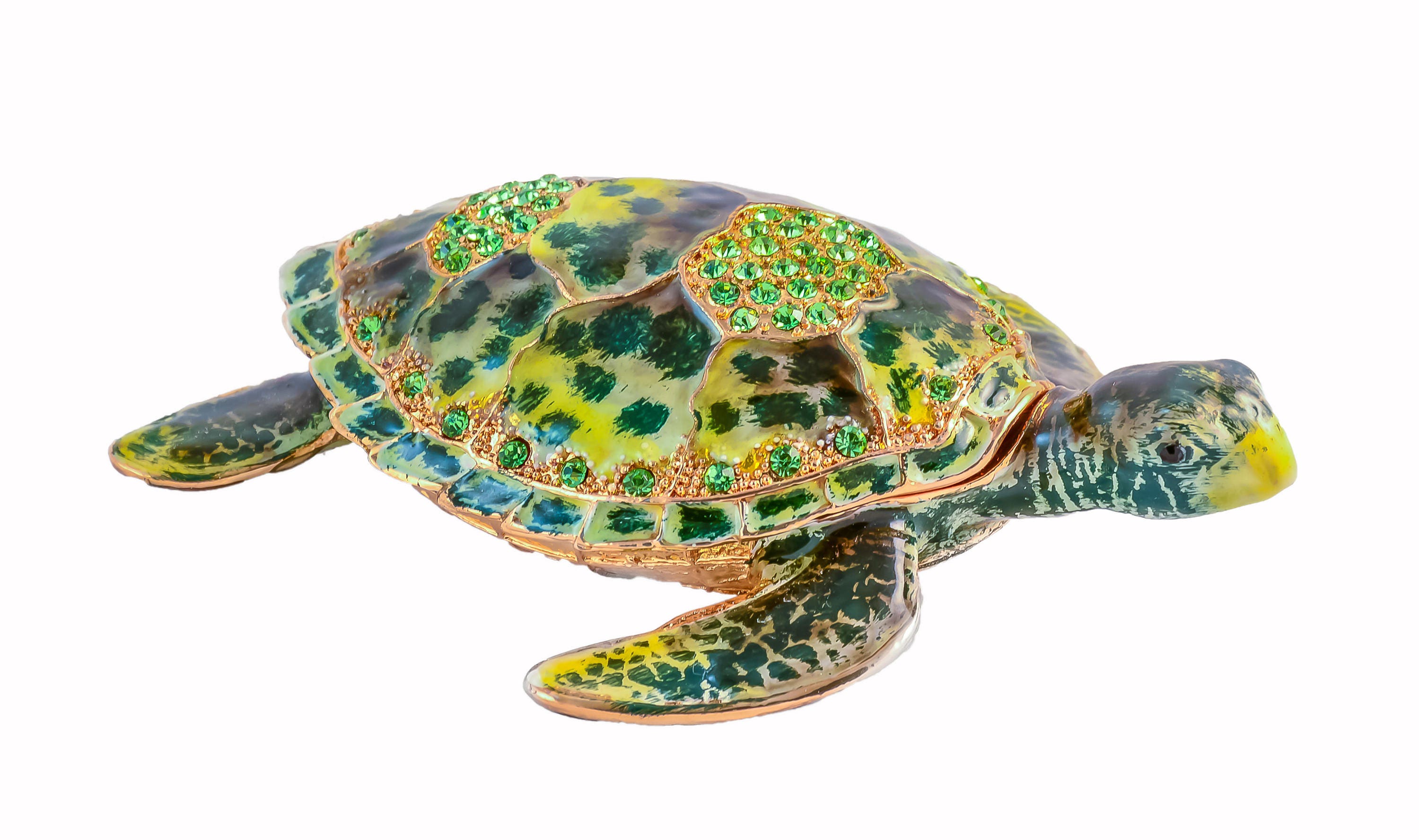 Ciel Collectables Sea Turtle Trinket Box, Hand Painted Green