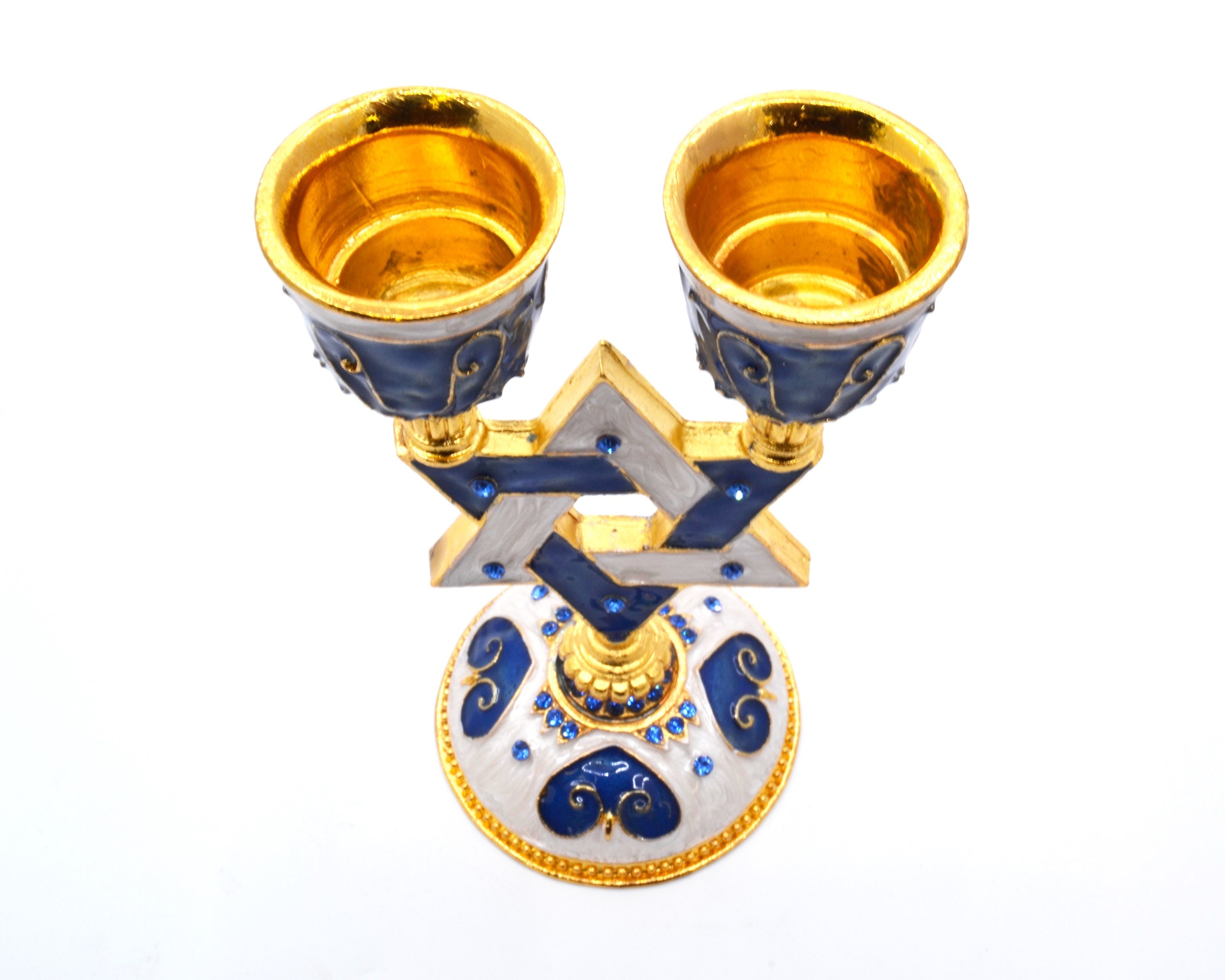 Bejeweled Judaica Shabbat Candle Holder With Star of David. Etsy