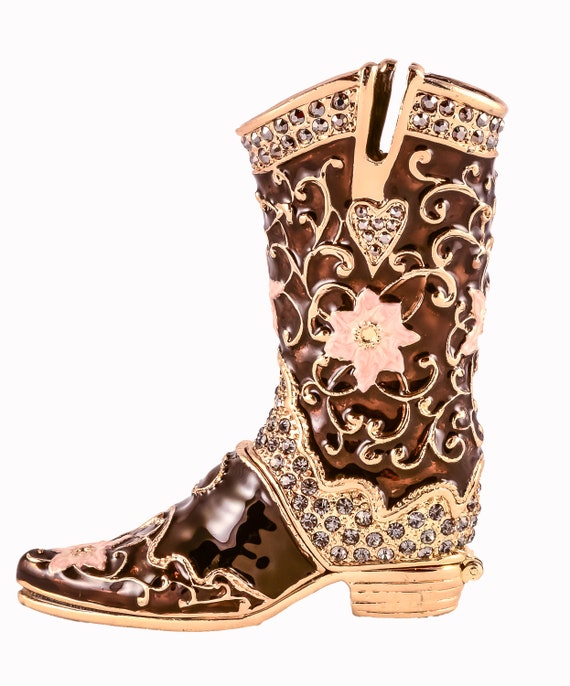 Ciel Collectables Boot Trinket Box. Hand Painted Brown or Black
