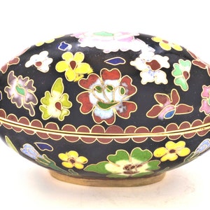 Vintage Chinese Cloisonne Floral Unique Shape Box. Hand Painted Enamel in Floral Designs. Free Shipping