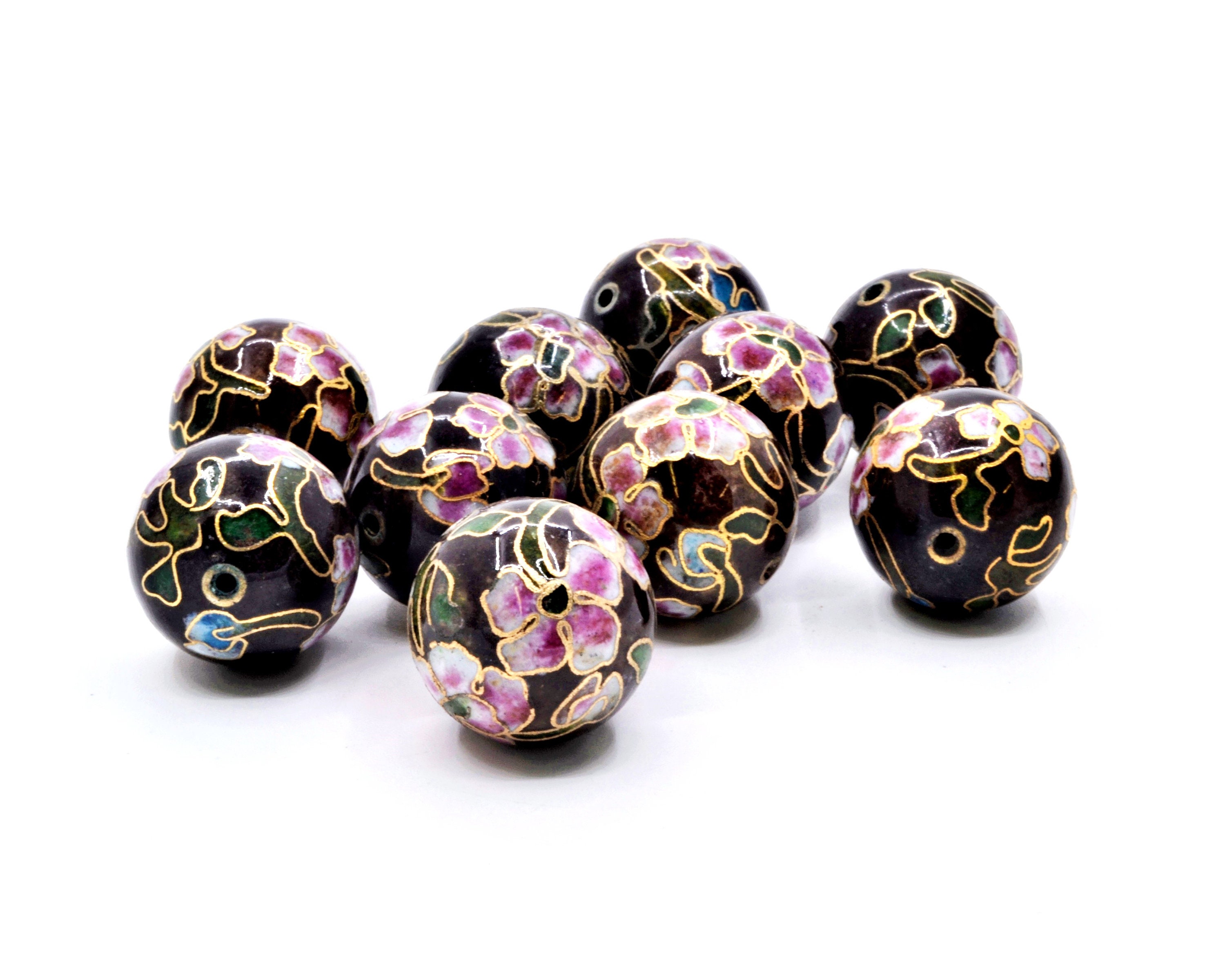 2pc 20 Mm Vintage Cloisonne Beads. Hand Crafted Fine Details With Floral Designs Etsy Ireland