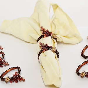 Ciel Collectables Set of 8 pc Napkin Rings. Hand Crafted in Coral Design with Sea Shell with Swarovski Crystals & Enamel
