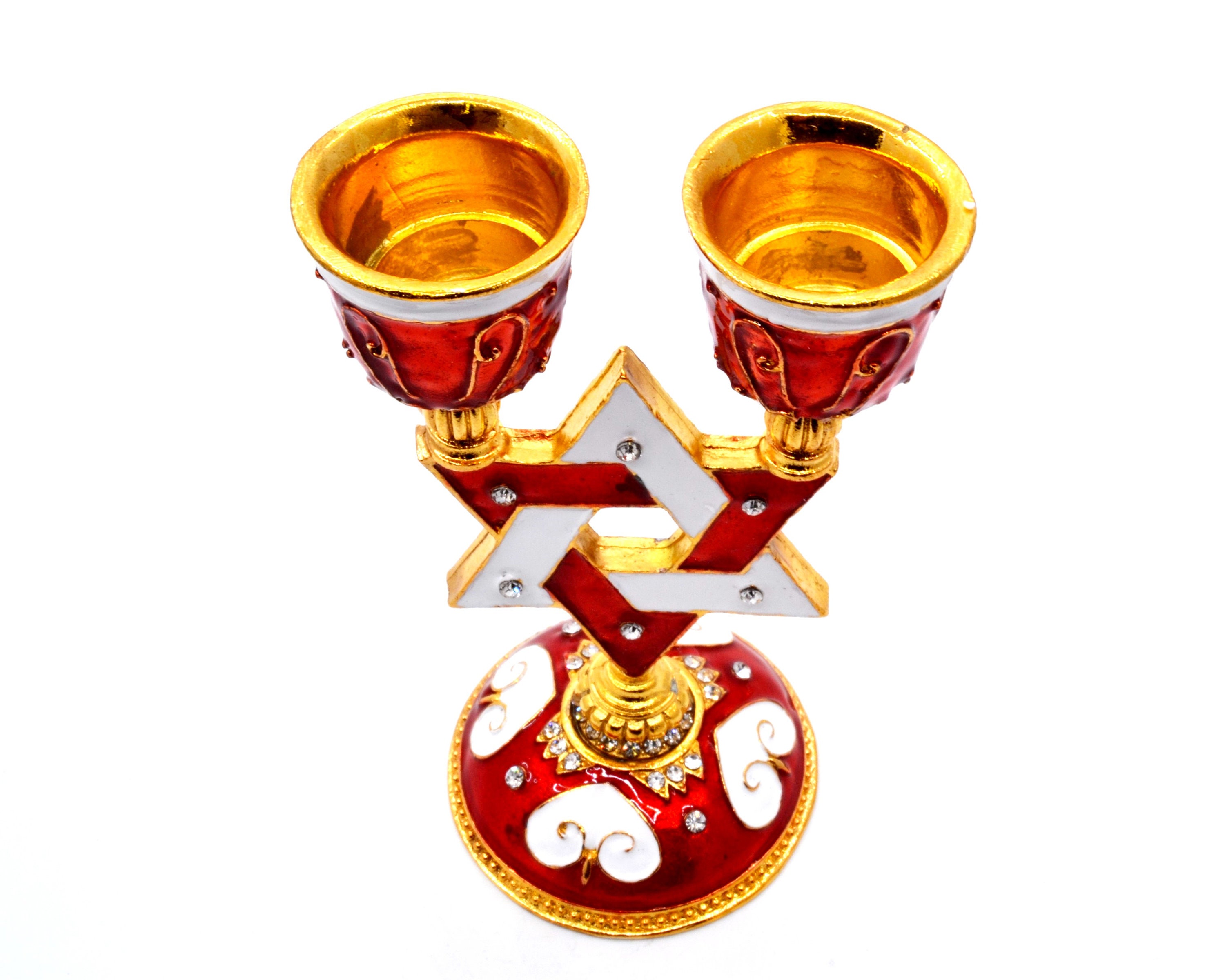 Bejeweled Judaica Shabbat Candle Holder With Star of David. Etsy