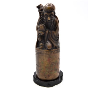 Vintage Large Hand Carved Longevity Chop. Comes with Display Stand. Free Shipping