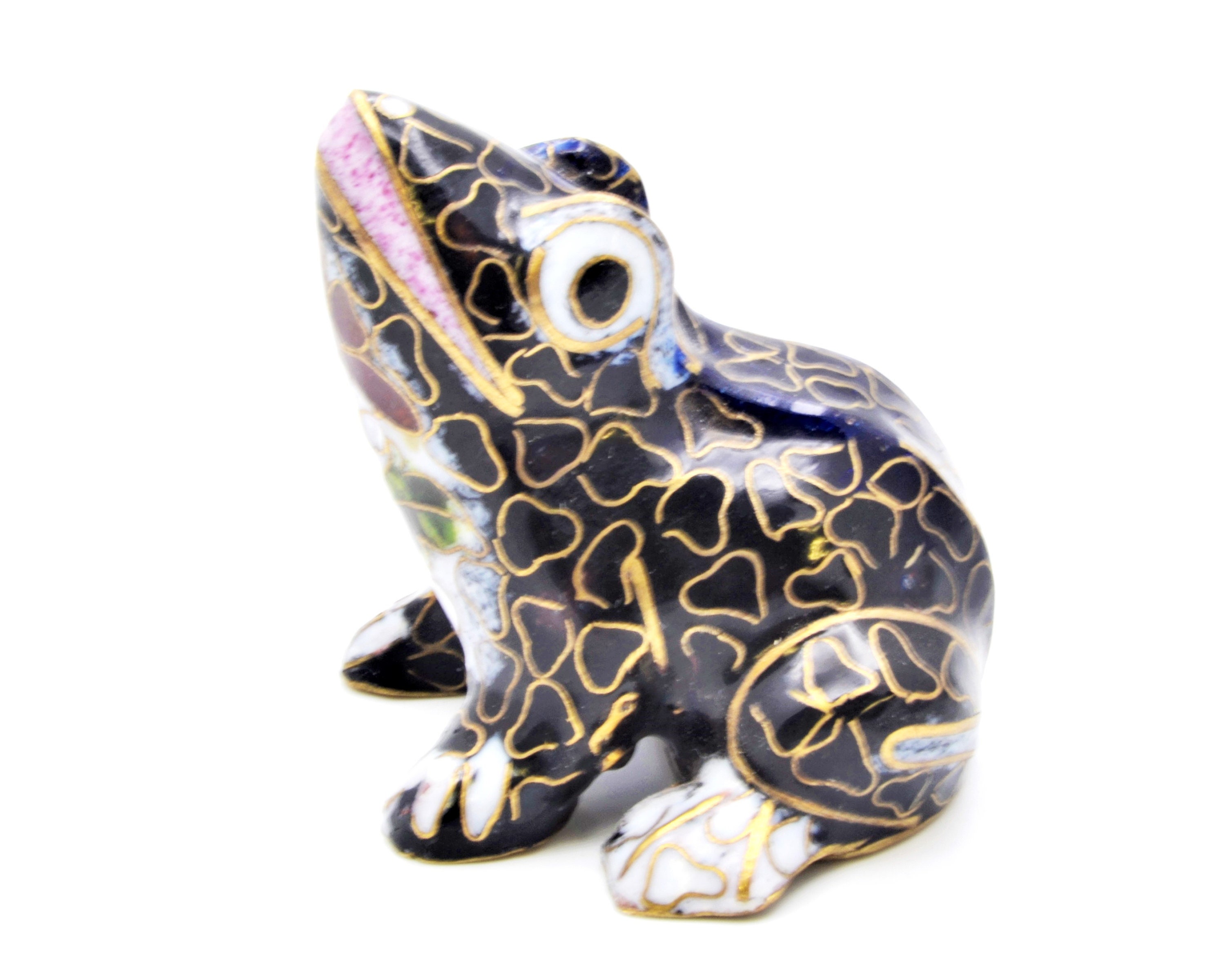 Hand Crafted Painted Vintage Cloisonne Frog Figurine Etsy
