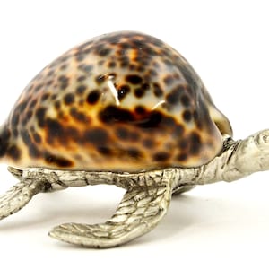 Hand Made Sea Turtle with Conch Shell By Ciel Collectables. Made with Pewter Base and Top with Conch Shell. Free Shipping