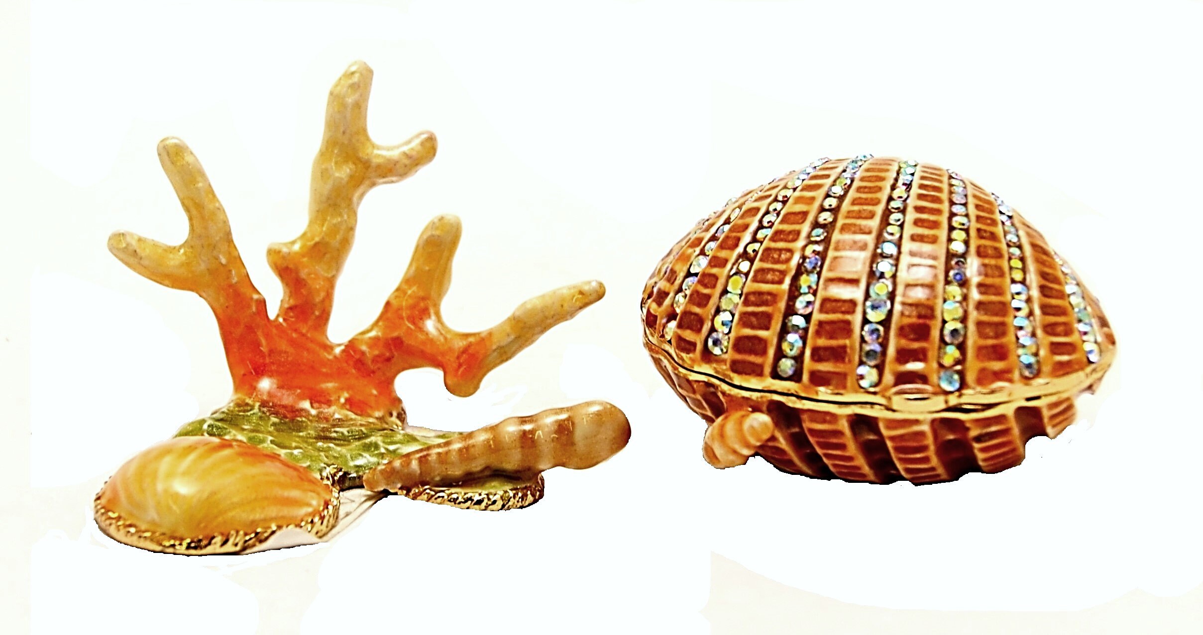 Handmade Clam Shell on Stand Trinket Box. Made With Enamel Etsy