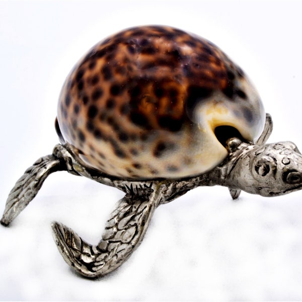 Ciel Collectables Sea Turtle with Sea Shell Figurine. Hand Crafted Over Pewter with Real Sea Shell.