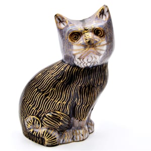 Vintage Cloisonne Cat Figurine. Hand Crafted with Enamel & Lots of Details