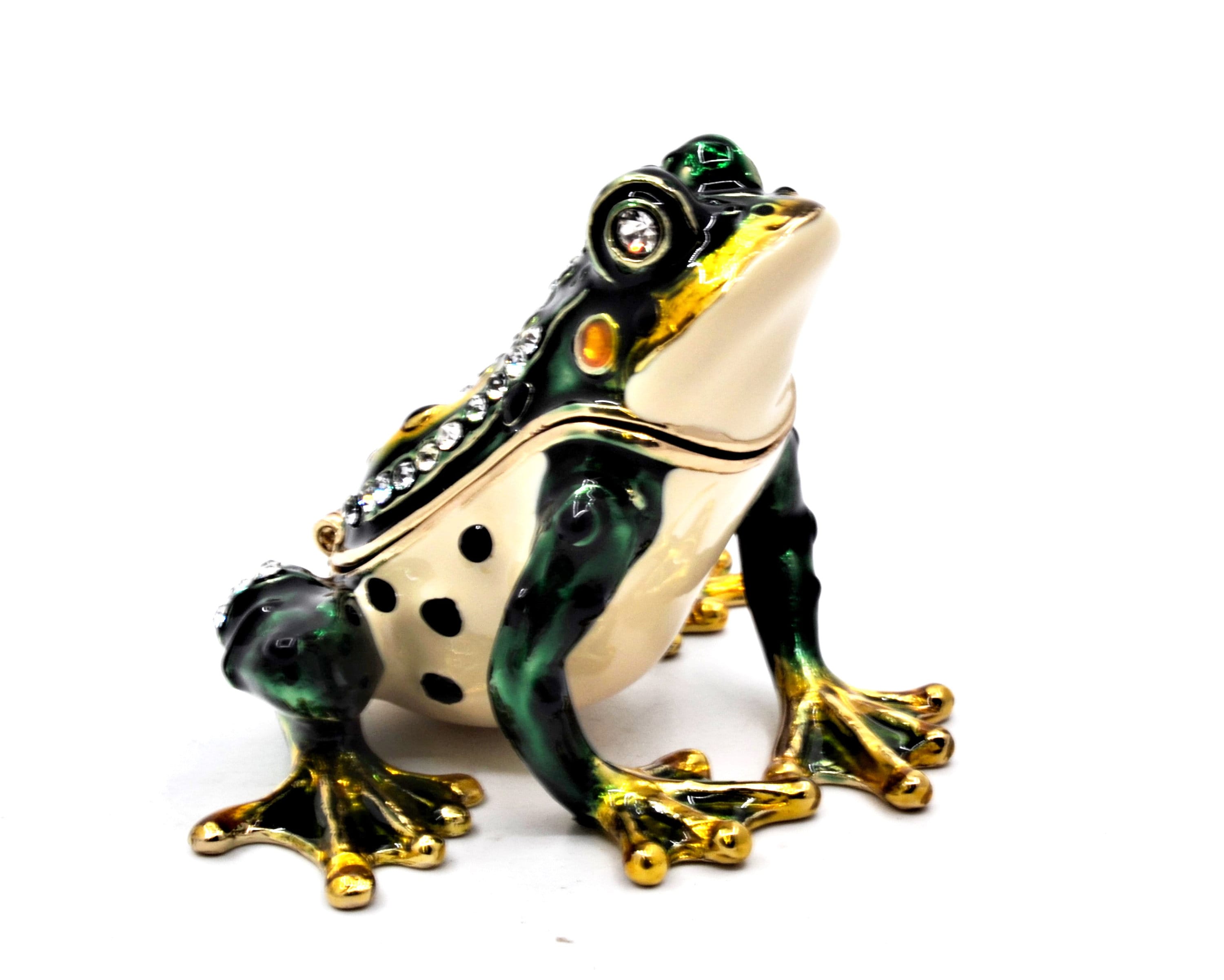 Bejeweled Green Frog Trinket Box by Ciel Collectables. Hand Set Swarovski Crystals with Enamel.