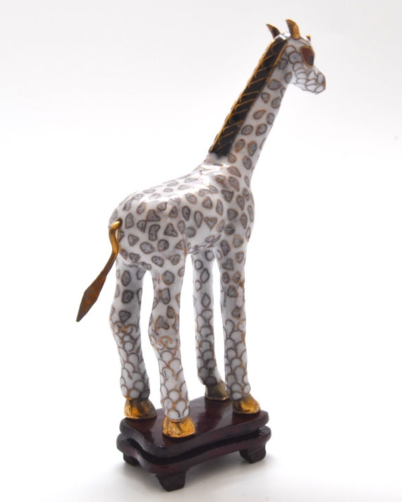 Vintage Chinese Cloisonne Giraffe With Stand. Hand Painted