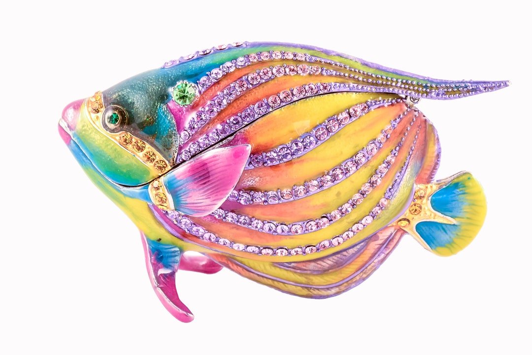 Ciel Collectables Angel Fish Trinket Box. Hand Set Pink Austrian ...