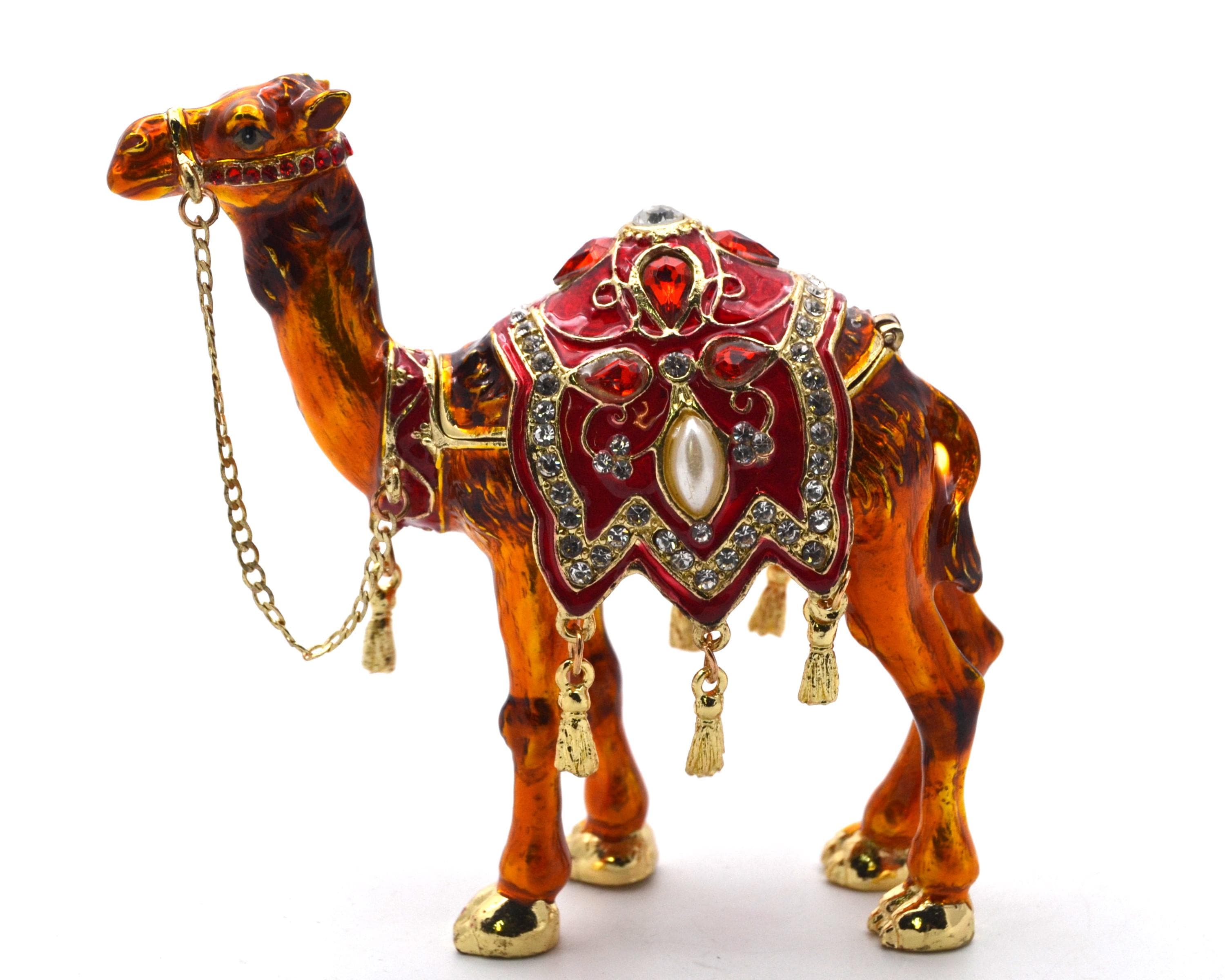 Ciel Standing Brown Camel Trinket Box. Hand Painted Enamel With