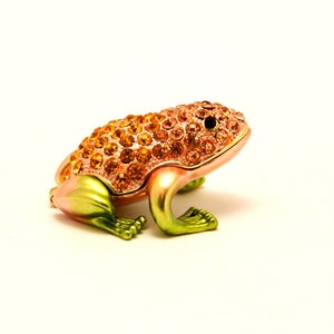 All Jeweled Small Frog Trinket Box. Hand Set Swarovski Crystals & Enamel.