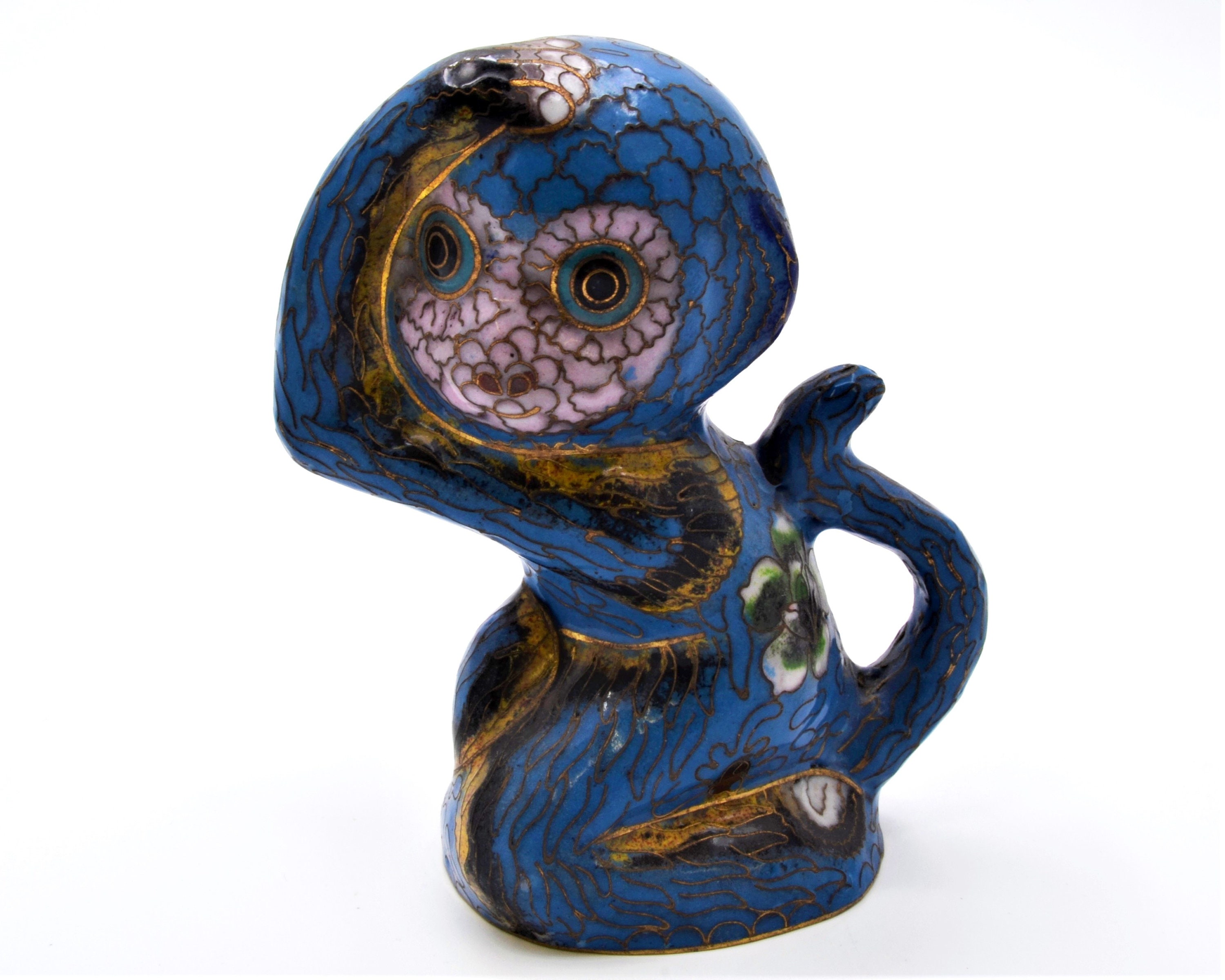Vintage Chinese Cloisonne Monkey. Hand Painted Enamel With