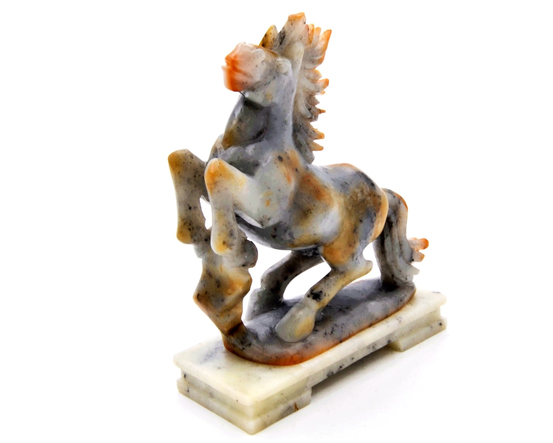 Big Size Vintage Soapstone Horse Carving. Hand Crafted With Lots of