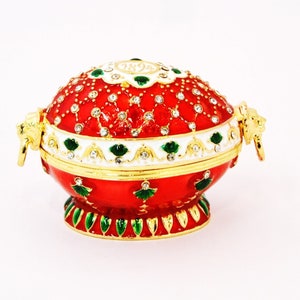 Bejeweled Egg Trinket Box by Ciel. Hand Crafted with Enamel & Swarovski Crystals, Gold Plating