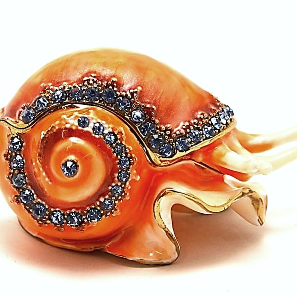 Bejeweled Snail Trinket Box is Hand Crafted with Austrian Crystals & Enamel with Gold Plating.