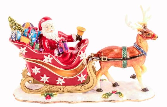 Swarovski スワロフスキー　クリスマスセット トナカイ、サンタ、ソリ Ciel Collectables サンタクロースとトナカイ、ギフト付きソリ 小物