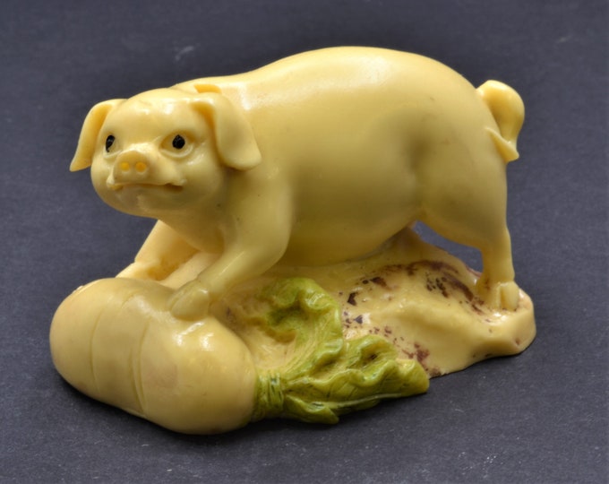 Vintage Japanese Pig Netsuke. Beautifully Hand Carved of Etsy