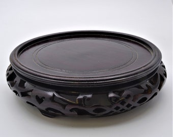 Vintage Hand Carved Rosewood Display Stand in Round Shape. Made with Lots of Details.