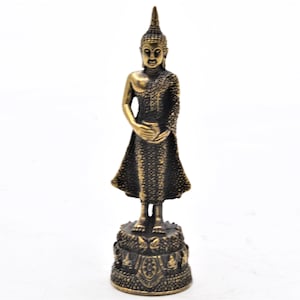 Small Standing Medicine Buddha Wednesday. Hand Details on Brass with Patina. Stands 2.5 Inches Tall. Free Shipping