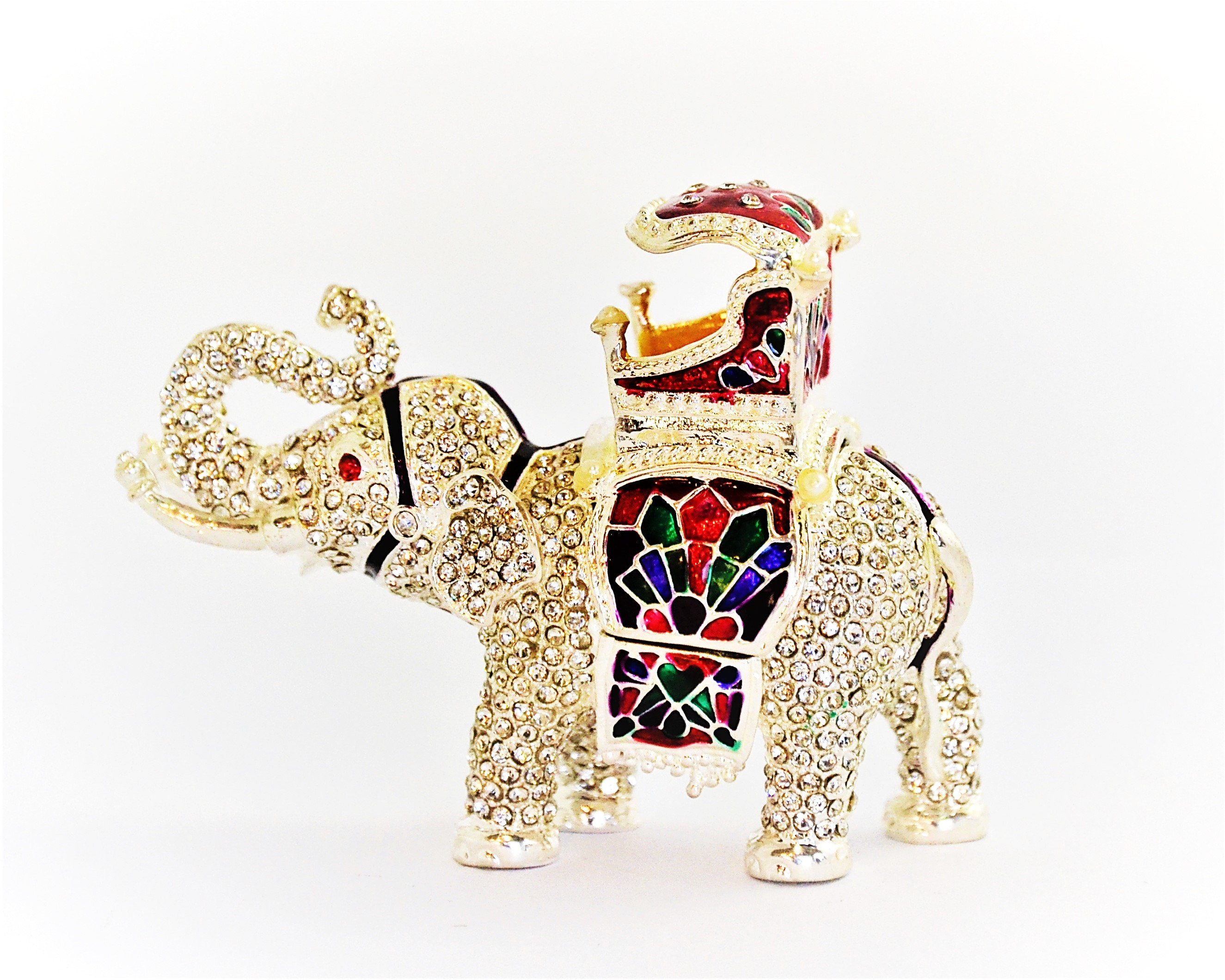 Gold EI & Elefant Schmuckkästchen handgefertigt von keren Kopal mit Kristall 