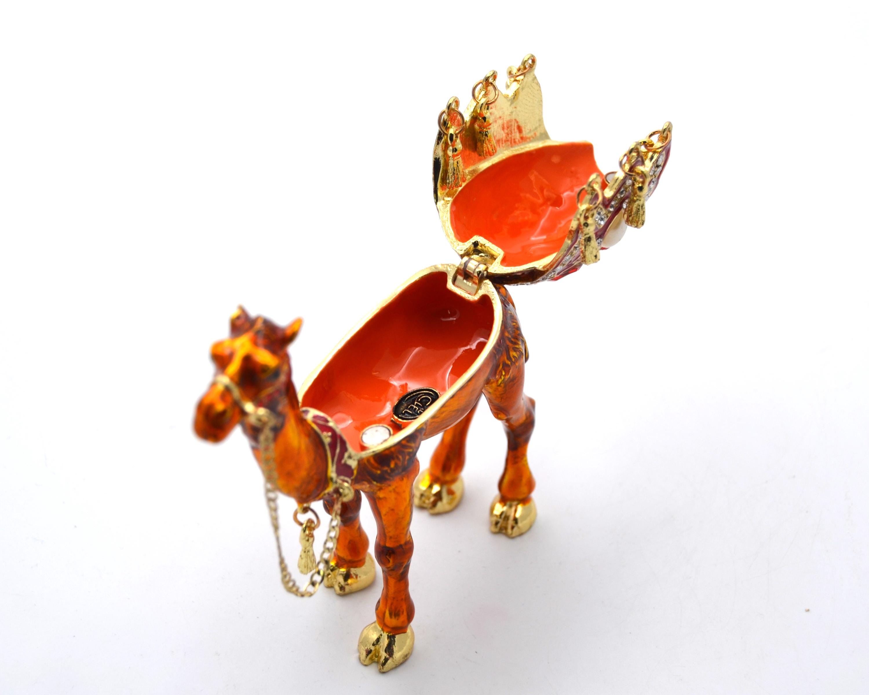 Ciel Standing Brown Camel Trinket Box. Hand Painted Enamel With
