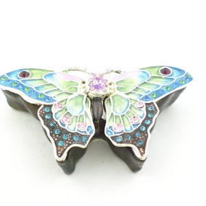 Hand Made Butterfly Trinket Box By Ciel Collectables. Made with Enamel & Colorful Swarovski Crystal. Free Firs Class Shipping
