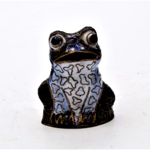 Vintage Cloisonne Frog Figurine. Hand Painted Enamel with Unusual Design.