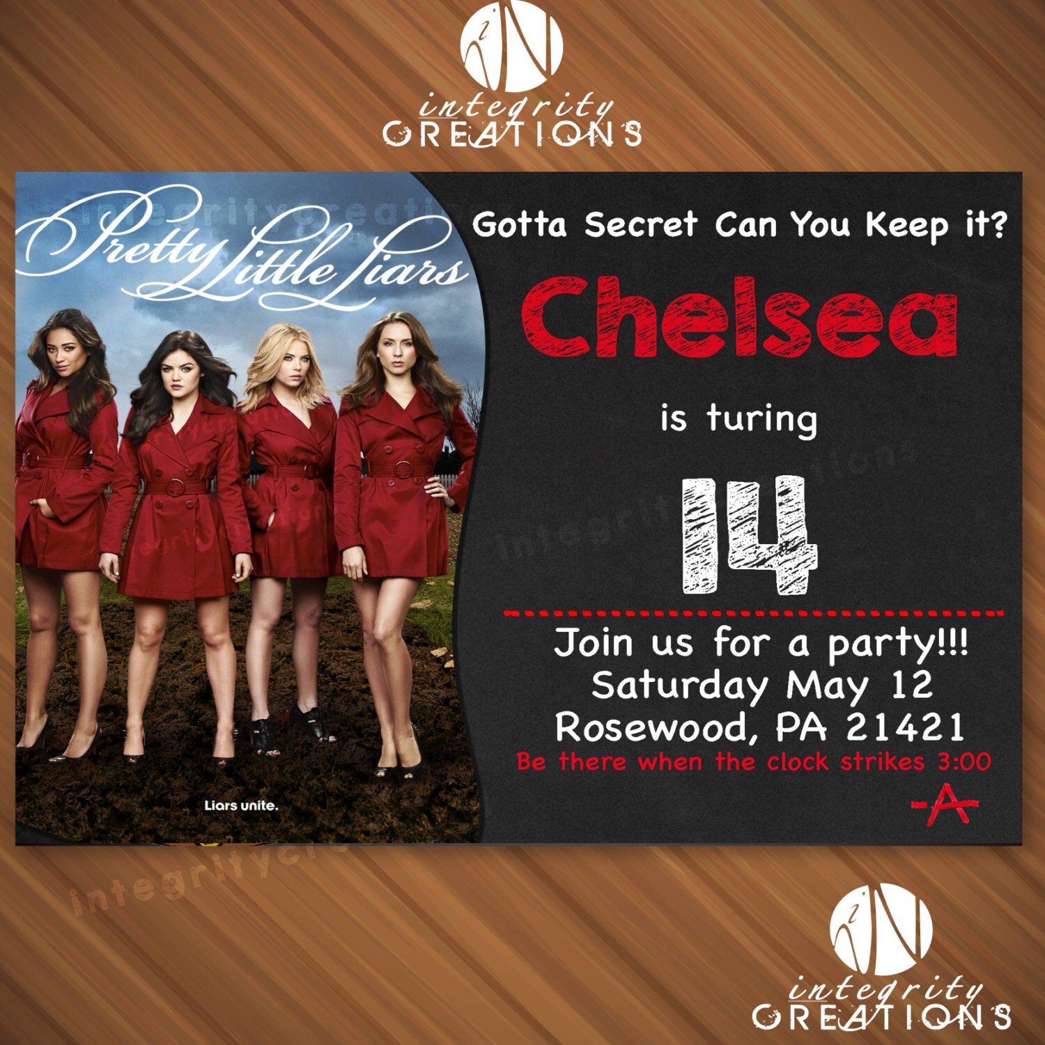 Pretty Little Liars personalised birthday card 5x7 inches. Pretty Little Liars personalised birthday card 5x7 inches.