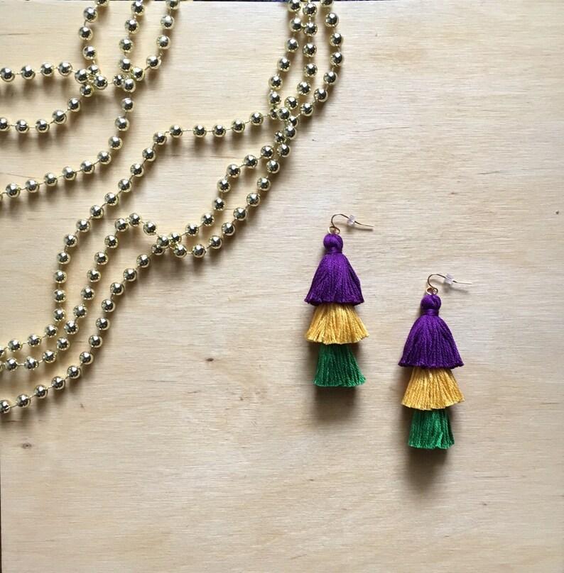 mardi gras fringe earrings