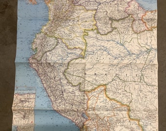 Beautiful vintage map northwestern South America 1964