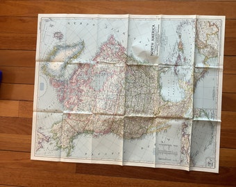 Vintage map North America. March 1952
