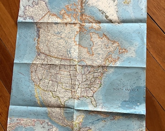 Vintage map North America. April 1964
