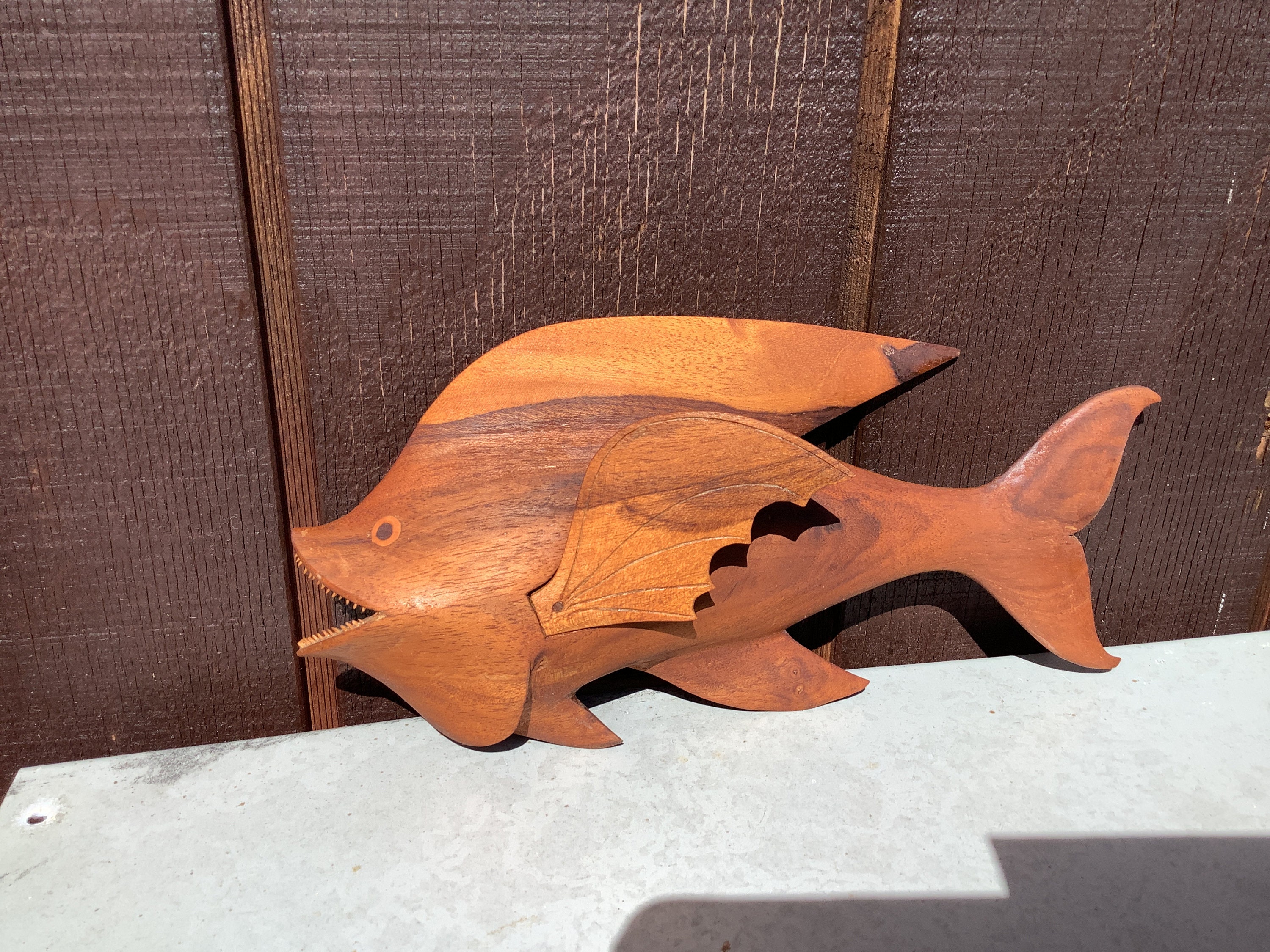 Pitcairn Island souvenir carved fish rare vintage piece circa late 1950’s