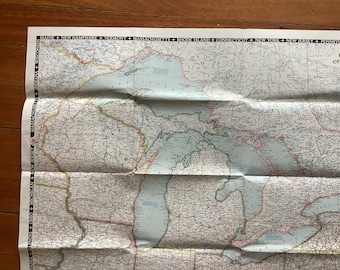 Vintage Karte der USA und Kanadas von der Region der Großen Seen, Dezember 1953