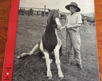 Magazine walkabout Australie jeune cow-boy géographique avec cheval oct 1946