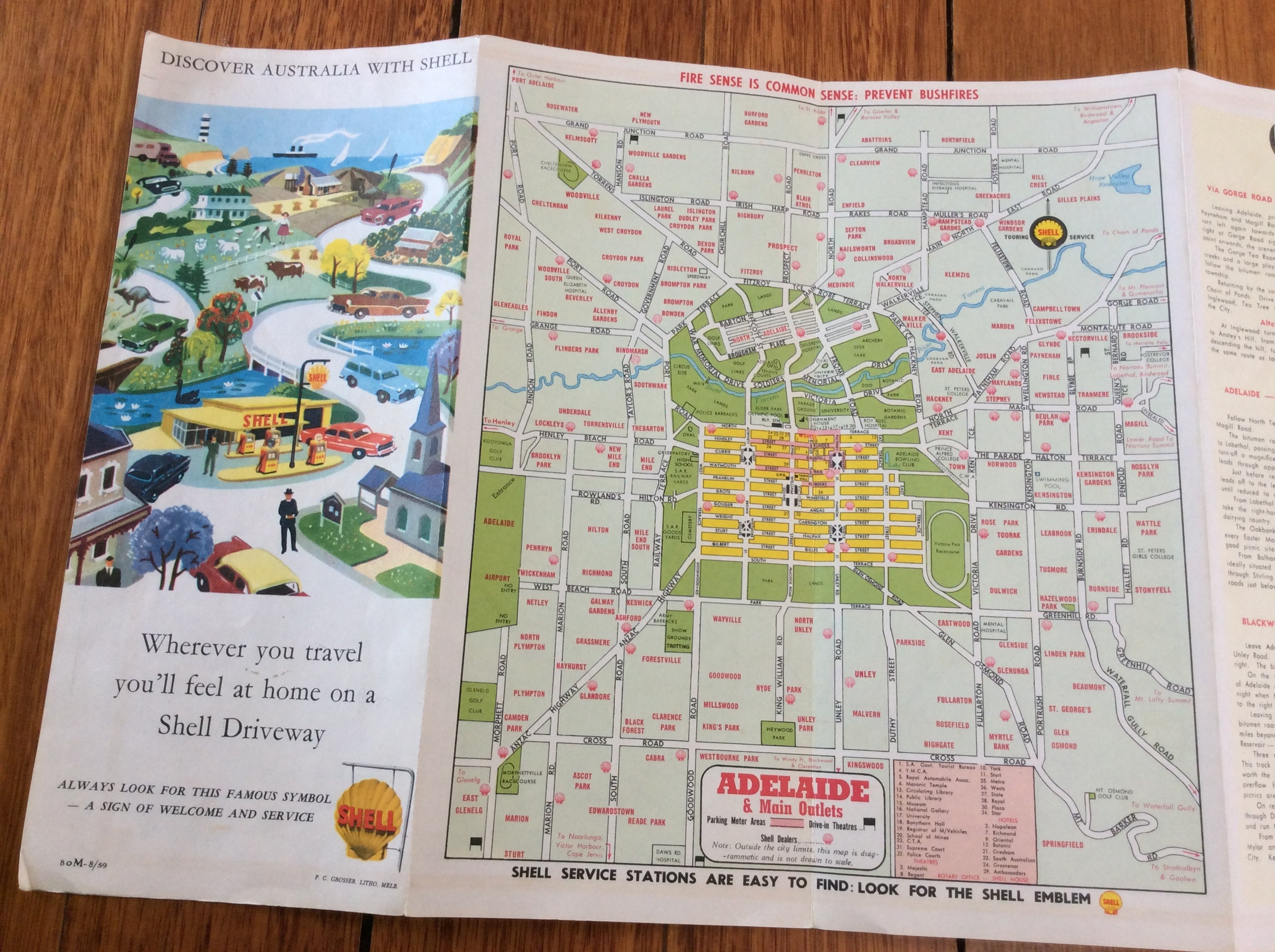 Shell Oil Australia Vintage Tourist Map Adelaide Petrol Circa 1955 - Etsy