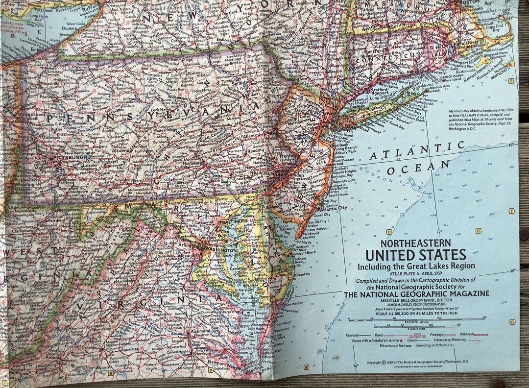 Vintage Map of Northeastern United - Il 1080xN.6056127094 H0dz 